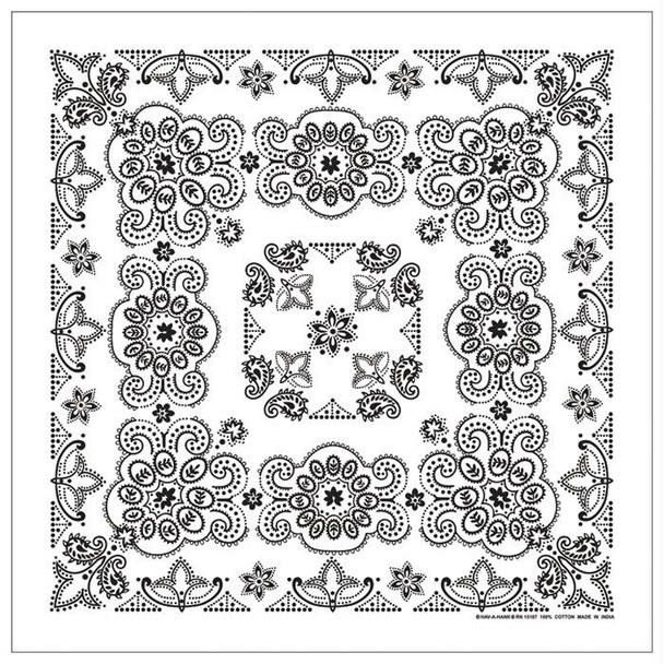 Texas Paisley Bandana White