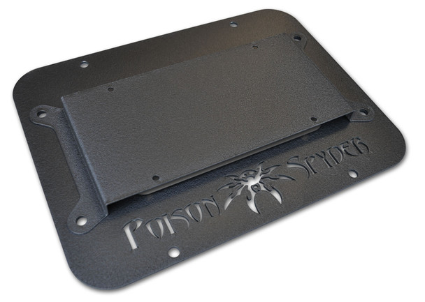 JK Tire Carrier Delete Plate II With License Plate Mount Wide Vent Black Aluminum 18-04-012 Poison Spyder