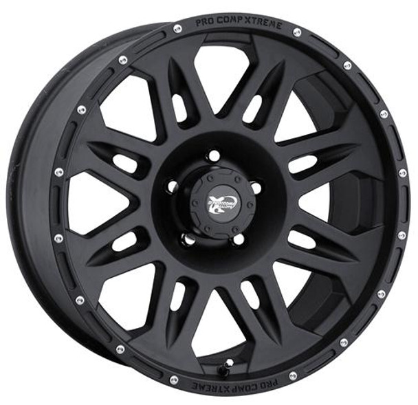 Series 7005 17x8 with 6 on 5.5 Bolt Pattern 4.5 Backspace Flat Black Finish Pro Comp Alloy Wheels