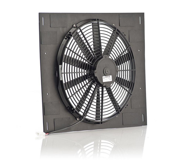 16 Inch Qualifier Euro Black Shroud 22 Inch W x 18 Inch H w/Euro Black Medium Profile Puller Fan Be Cool Radiator