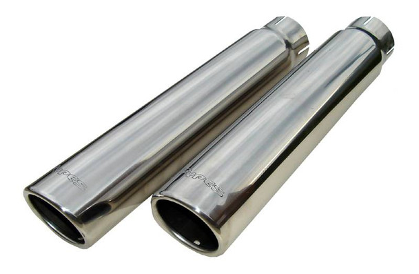 Exhaust Tail Pipe Tip Set 2.5 in-3 in x 12 in L Clamp On Hardware Not Incl Polished 304 Stainless Steel Pair Pypes Exhaust
