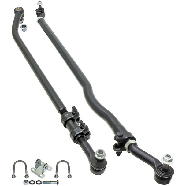 Currectlync Steering System 07-18 Wrangler JK w/Flipped Drag Link 1 1/2 Inch Diameter Tube Tie Rod/Forged Drag Link/Forged Tie Rod Ends Premium Jam Nuts And Adjuster RockJock 4x4