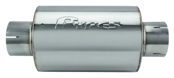 M-80 Series Muffler 3 in Round 6 in Width Hardware Not Incl Polished 304 Stainless Steel Pypes Exhaust