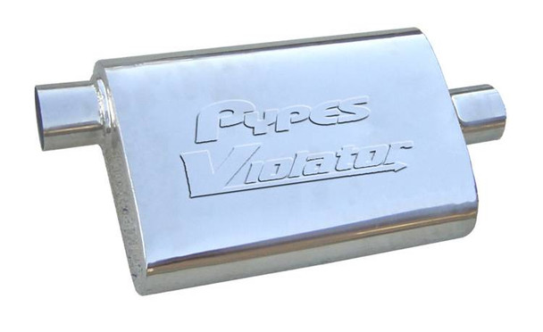Violator Series Muffler 14 in 2.5 in Offset/Center Hardware Not Incl Natural 409 Stainless Steel Pypes Exhaust