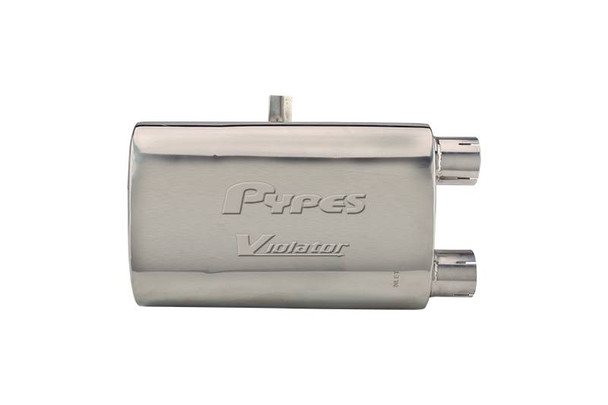 Violator Series Muffler 16 in 2.5 in Offset/Offset Hardware Not Incl Polished 304 Stainless Steel Pypes Exhaust