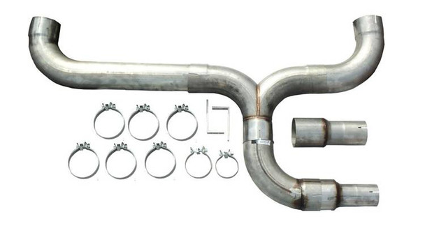Diesel Dual Stack Kit 5 in Dual Exit Natural Finish Hardware Incl 409 Stainless Steel Pypes Exhaust