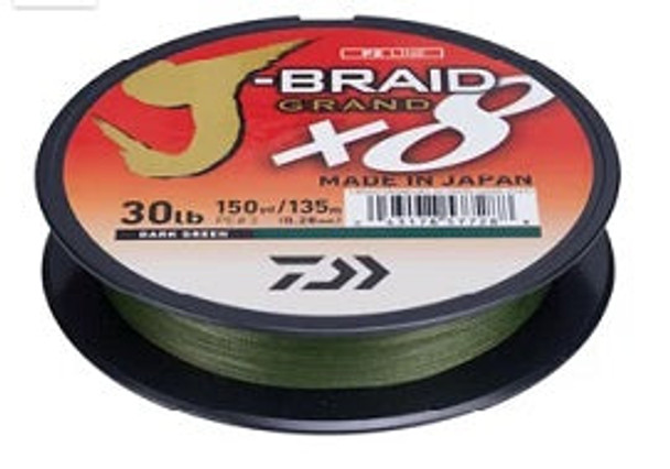 Daiwa J-Braid Grand 8X 150yd 65lb Dark Green