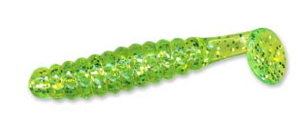 Slider Crappie Grubs 1.5" 18ct Chartreuse Glitter