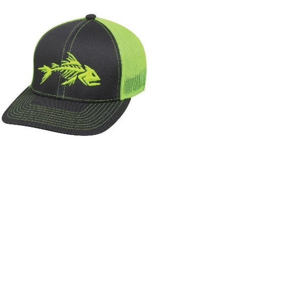 Outdoor Cap Fish Bones Mesh Back Charcoal Neon Yellow