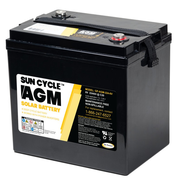 Go Power 6 Volt Sun Cycle Agm Solar Battery - Gp-Agm-224-6V