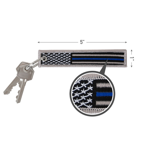 Rothco Thin Blue Line Flag Patch Keychain