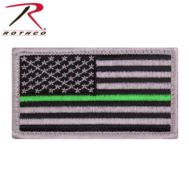 Rothco Thin Green Line US Flag Patch - Hook Back