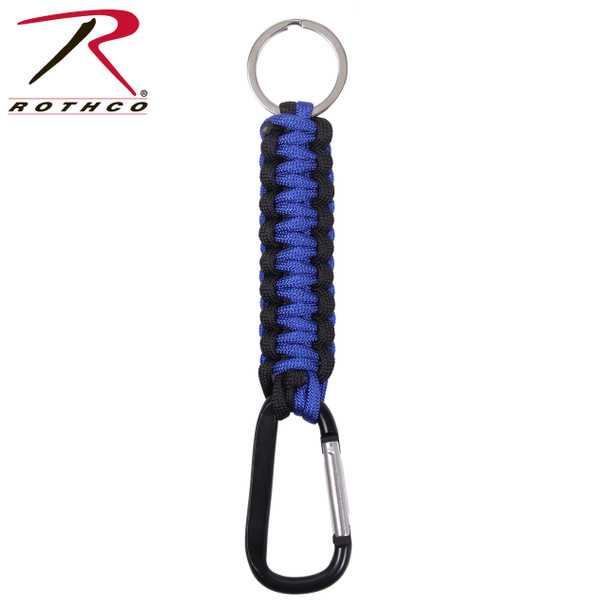 Rothco Thin Blue Line Paracord Keychain With Carabiner