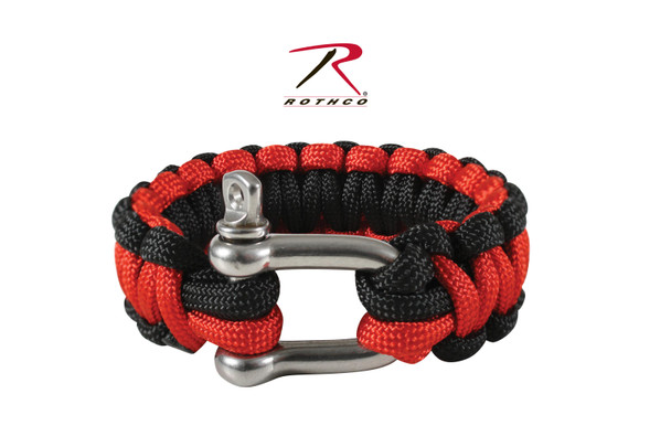 Rothco Thin Red Line Paracord Bracelet With D-Shackle