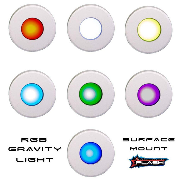 Plashlight  Gravity Surface Mounted Led Deck Light - White Housing - Rgb |ul-1014-sm-rgb-wht