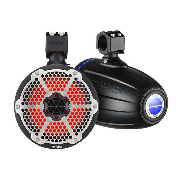 DS18 Hydro 6.5" Neodymium Wakeboard Speakers w/1" Driver and RGB LED Lights - 450W - Black