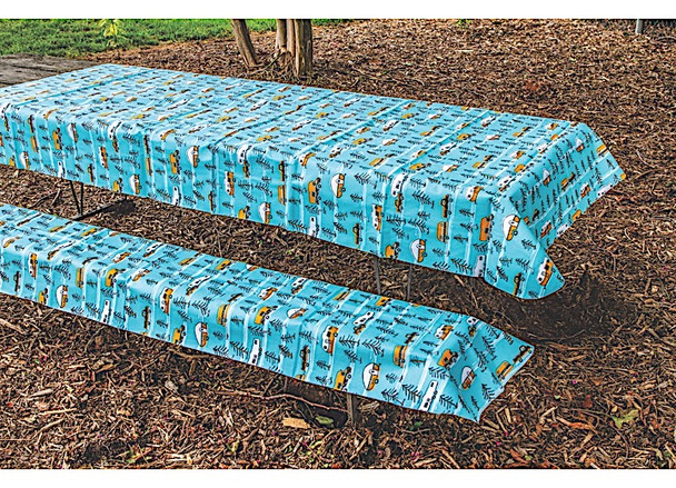 Life Is Better At The Campsite  Tablecloth W/ Bench Covers Sketch Pattern