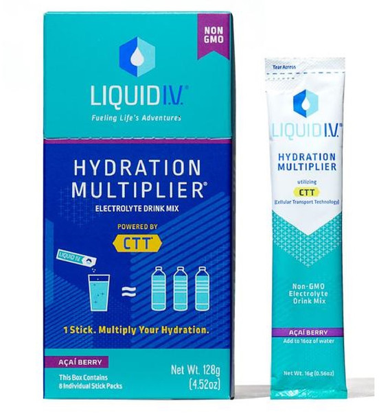 Liquid I.V. Hydration Multiplier 8ct Display Caddy Acai Berry