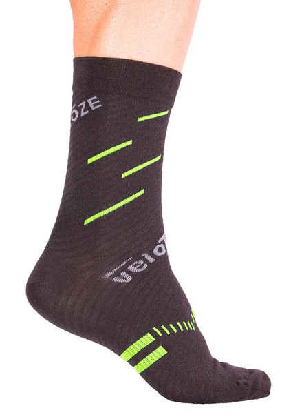 VeloToze Active Compression Wool Sock Black/Viz-Yellow - L/XL