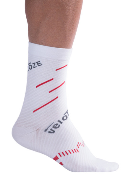 VeloToze Active Compression Coolmax Sock White/Red - S/M