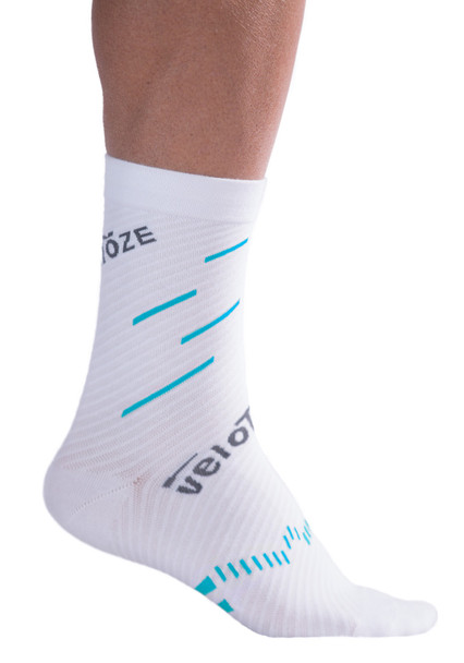 VeloToze Active Compression Coolmax Sock White/Blue - L/XL