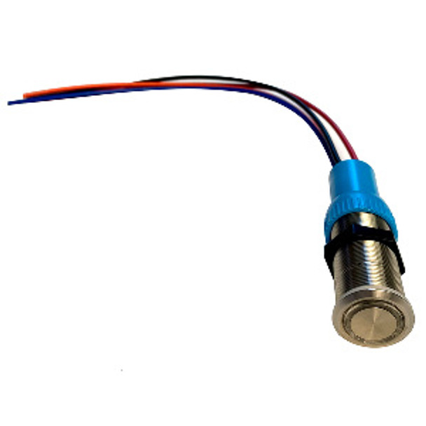 Bluewater 19mm In Rush Push Button Switch - Off/On/On Contact - Blue/Green/Red LED