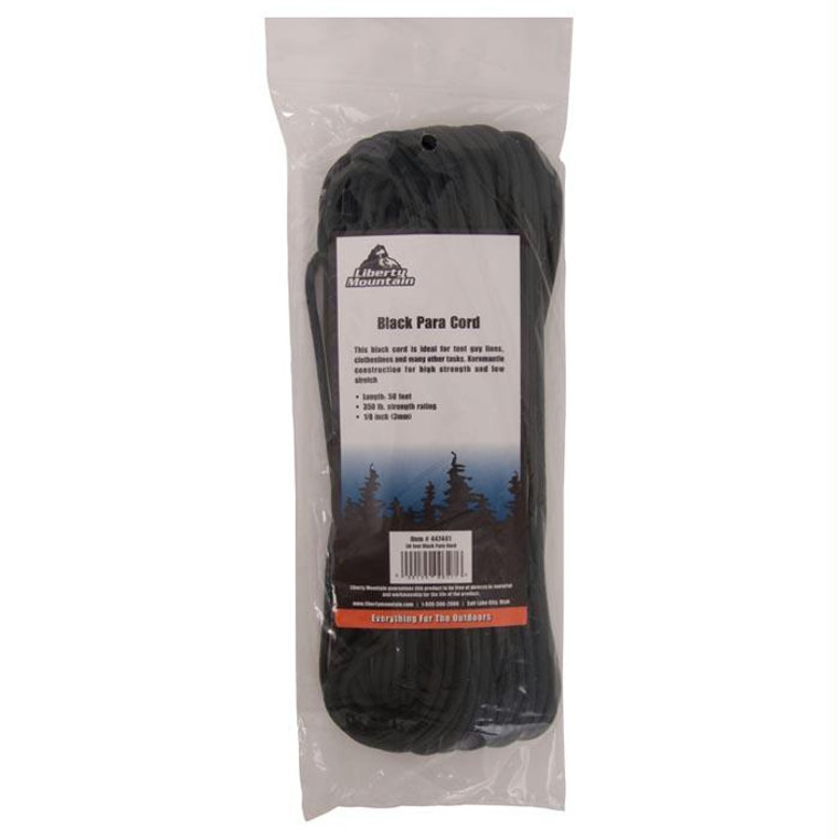 Paracord 50 Ft Black, made by Liberty Mountain -