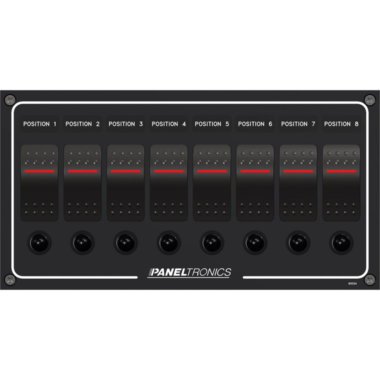 Paneltronics Waterproof DC 8 Position Lighted Rocker & CB, made by Paneltronics - 9960024B Paneltronics Waterproof DC 8 Position Lighted Rocker & CB, made by Paneltronics - 9960024B