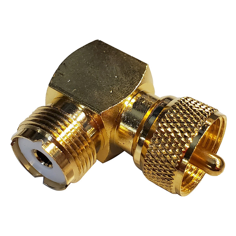Shakespeare Right Angle Connector - PL-259 to SO-239 Adapter, made by Shakespeare - RA-259-239-G