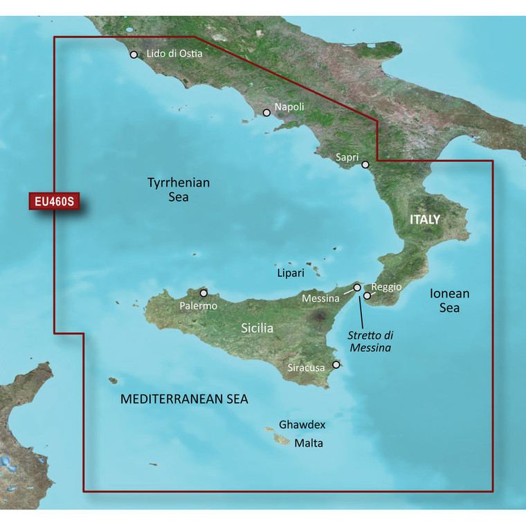 Garmin BlueChart® g3 Vision® HD - VEU460S - Sicily to Lido di Ostia - microSD™/SD™, made by Garmin - 010-C0804-00