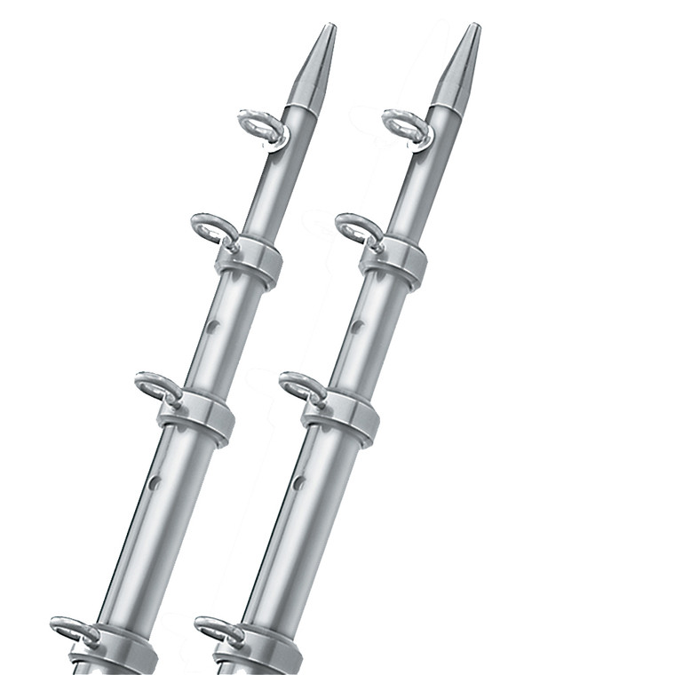 TACO 15' Silver/Silver Outrigger Poles - 1-1/8" Diameter, made by TACO Marine - OT-0442VEL15
