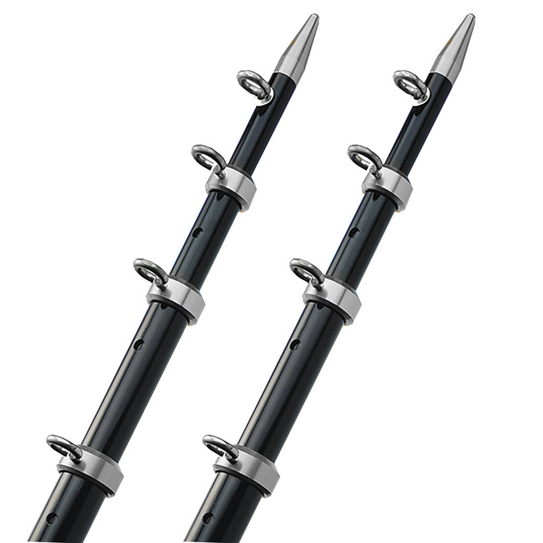 TACO 18' Telescopic Outrigger Poles HD 1-1/2" - Black/Silver, made by TACO Marine - OT-0552BKA186