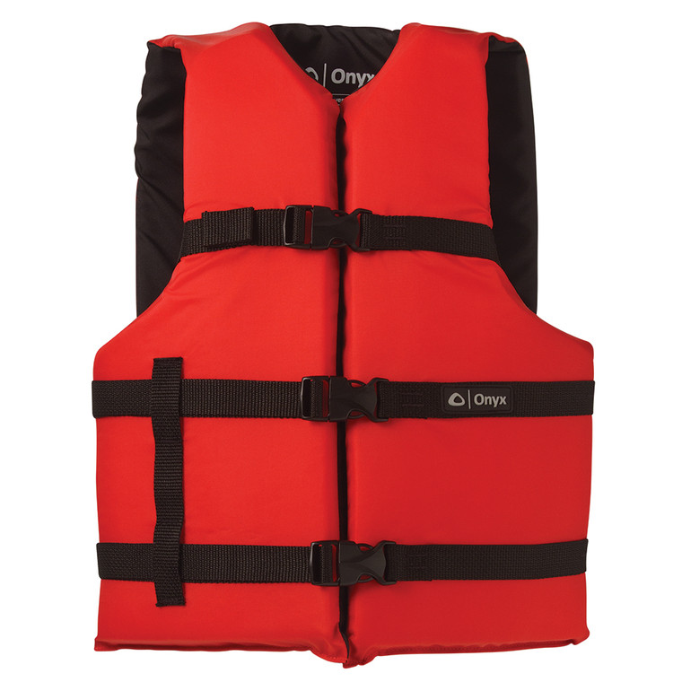 Onyx Nylon General Purpose Life Jacket - Adult Universal - Red, made by Onyx Outdoor - 103000-100-004-12
