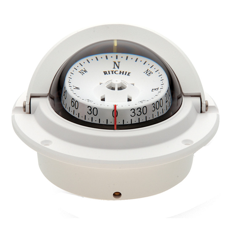 Ritchie F-83W Voyager Compass - Flush Mount - White, made by Ritchie - F-83W