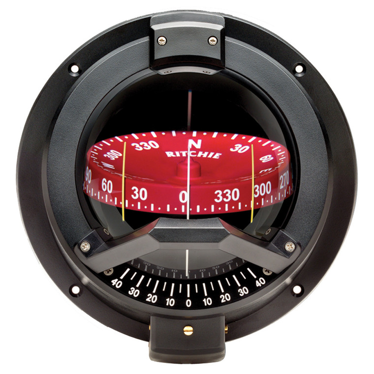 Ritchie BN-202 Navigator Compass - Bulkhead Mount - Black, made by Ritchie - BN-202