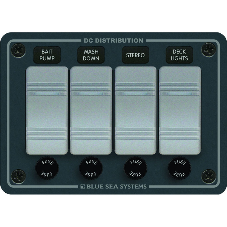 Blue Sea 8262 Waterproof Panel 4 Position - Slate Grey, made by Blue Sea Systems - 8262