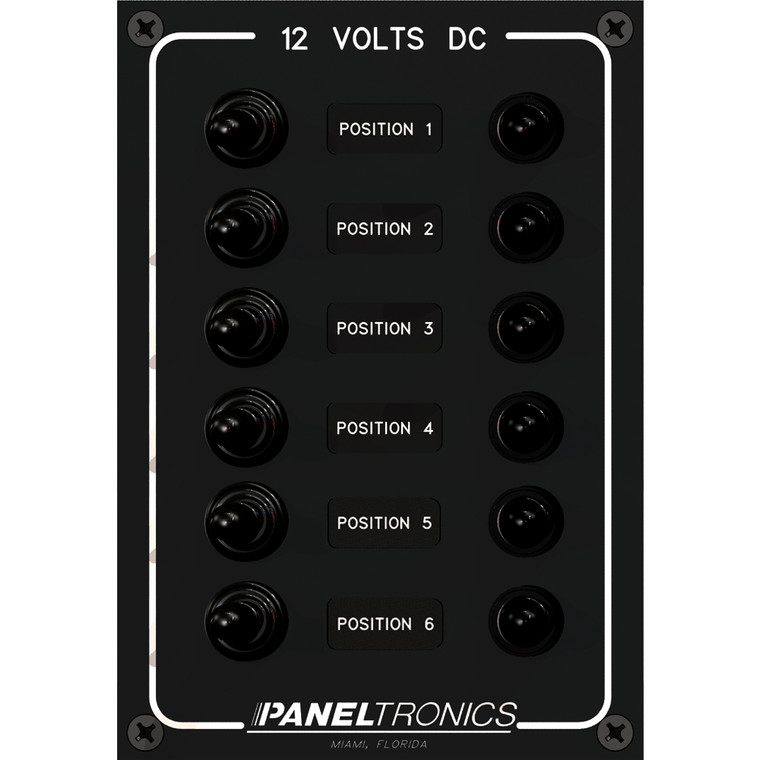 Paneltronics Waterproof Panel - DC 6-Position Toggle Switch & Circuit Breaker, made by Paneltronics - 9960016B