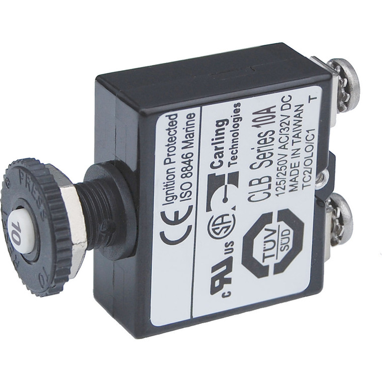 Blue Sea Push Button Reset Only Screw Terminal Circuit Breaker - 10 Amps, made by Blue Sea Systems - 2132