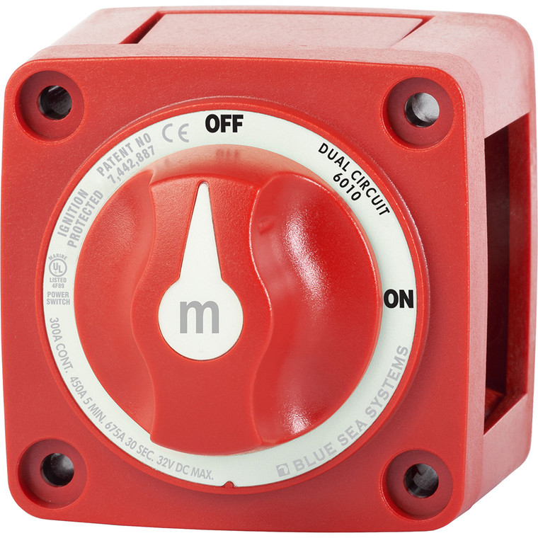 Blue Sea 6010 m-Series (Mini) Battery Switch Dual Circuit, made by Blue Sea Systems - 6010