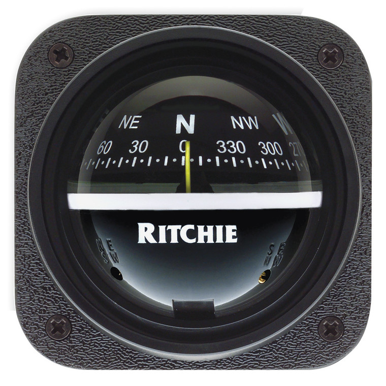 Ritchie V-537 Explorer Compass - Bulkhead Mount - Black Dial, made by Ritchie - V-537