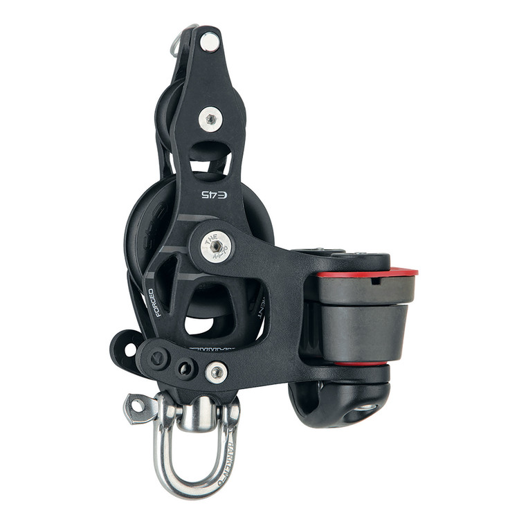Harken 45mm Single Aluminum Element Fiddle Block w/Swivel, Becket & 150 Cam Cleat, made by Harken - 6234