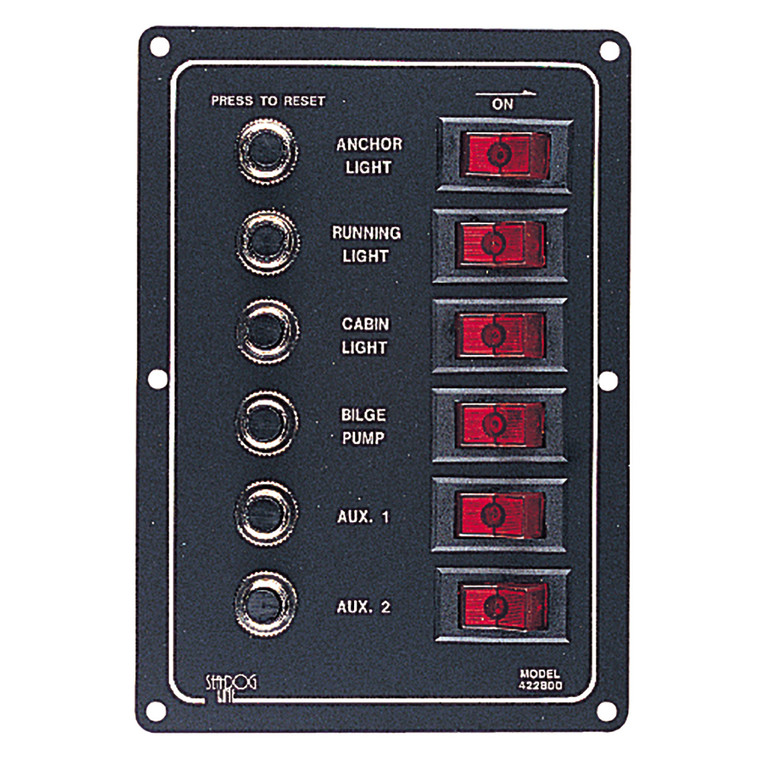 Sea-Dog Aluminum Circuit Breaker Panel - 6 Circuit, made by Sea-Dog - 422800-1