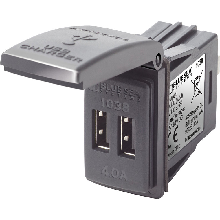 Blue Sea 1038 48V Dual USB Charger Contura Switch Mount, made by Blue Sea Systems - 1038