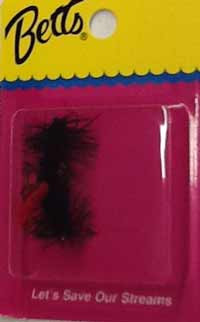 Betts Wooly Worm 2ct Black Size 10, made by Betts Tackle -