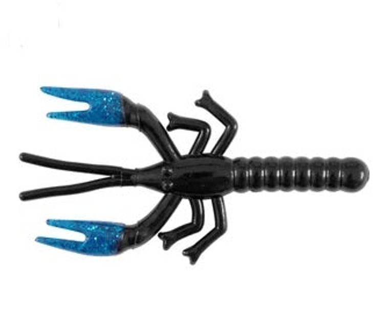 Zoom Lil Critter Craw 4\" 12/bag Black/Blue Claw, made by Zoom Baits -