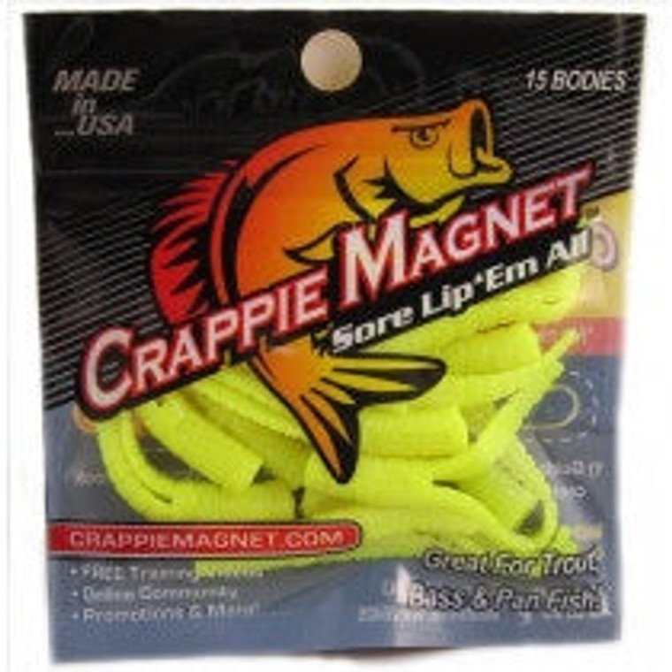 Leland Crappie Magnet 1.5" 15ct Opaque Chartreuse, made by Crappie Magnet Baits -