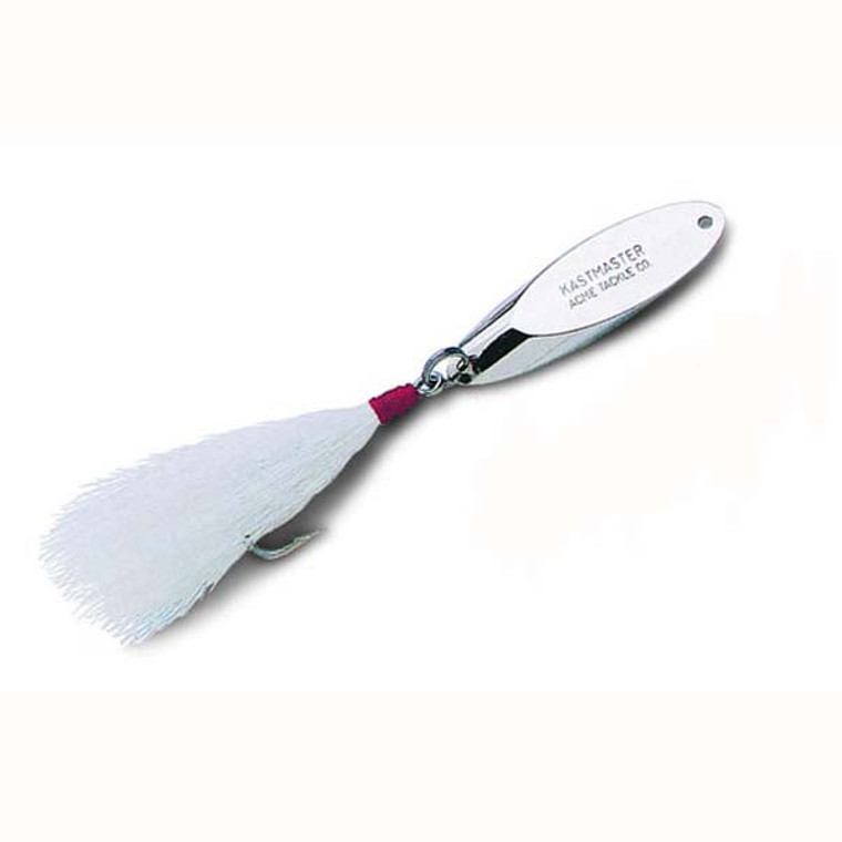 Acme Kastmaster Spoon w/Teaser Tail 1/2oz Chrome/White, made by Acme Baits -