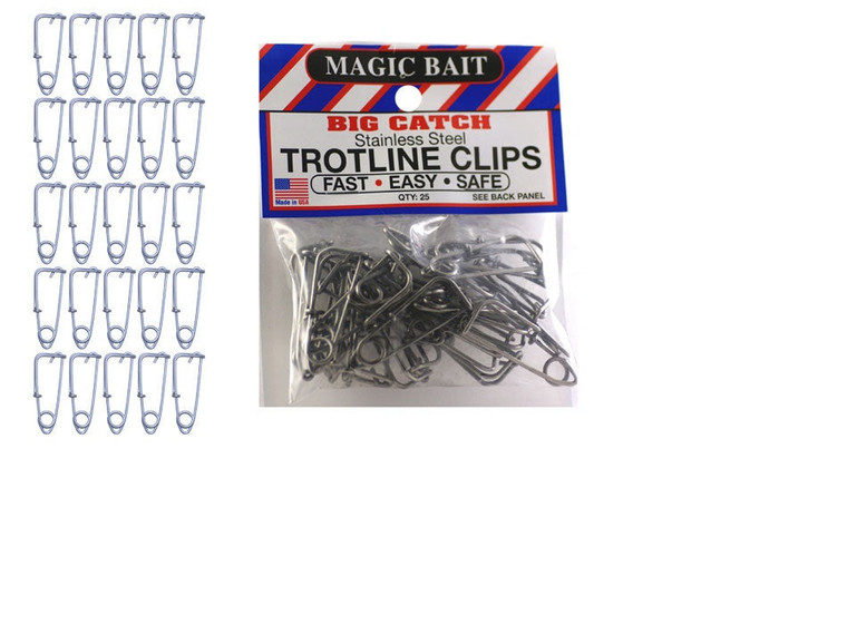 Magic Bait Stainless Trot Line Clips 25pk, made by Magic Bait -