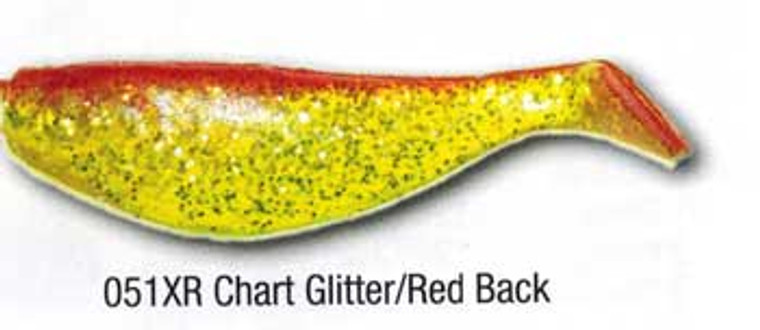 Luckie Strike Shad Minnow MC 5" 50ct Chart Glitter/Red Black, made by Luck"E" Strike Baits -
