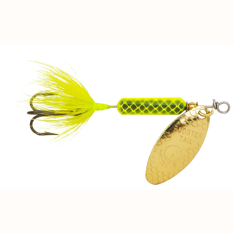 Yakima Rooster Tail 1/6 Chartreuse, made by Rooster Tail Baits -